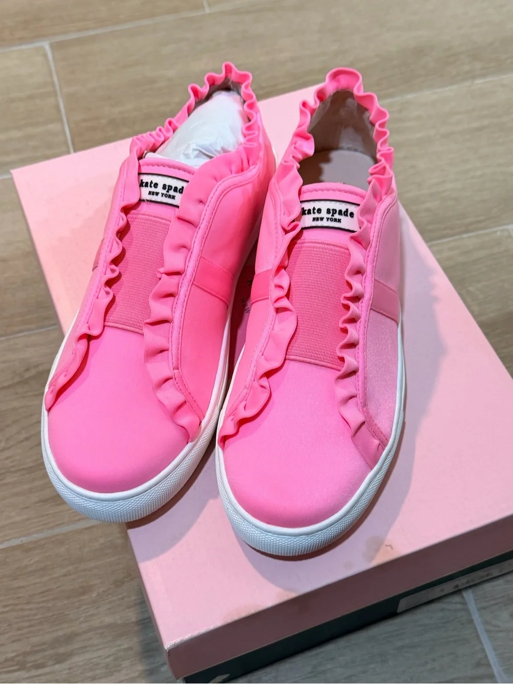 Brand new Kate Spade New York “Lance” Ruffle Slip-On Sneakers